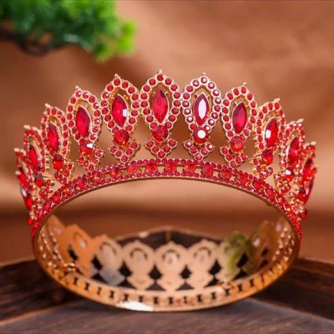 Декор для торта Корона D12 золото с красными камнями 2612813998 фото