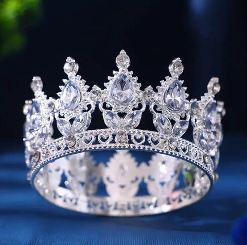 Декор для торта Корона D8 см срібло із білим камінням 2626283607 фото