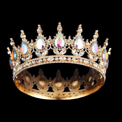 Декор для торта Корона D12 золота з перламутровими каменням 2739356485 фото