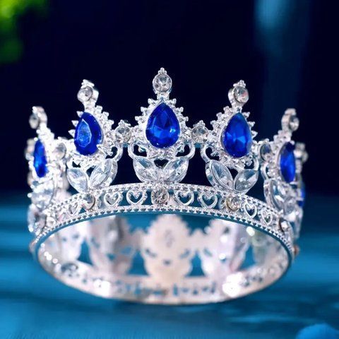 Декор для торта Корона D8 см с синими камнями 2615321697 фото